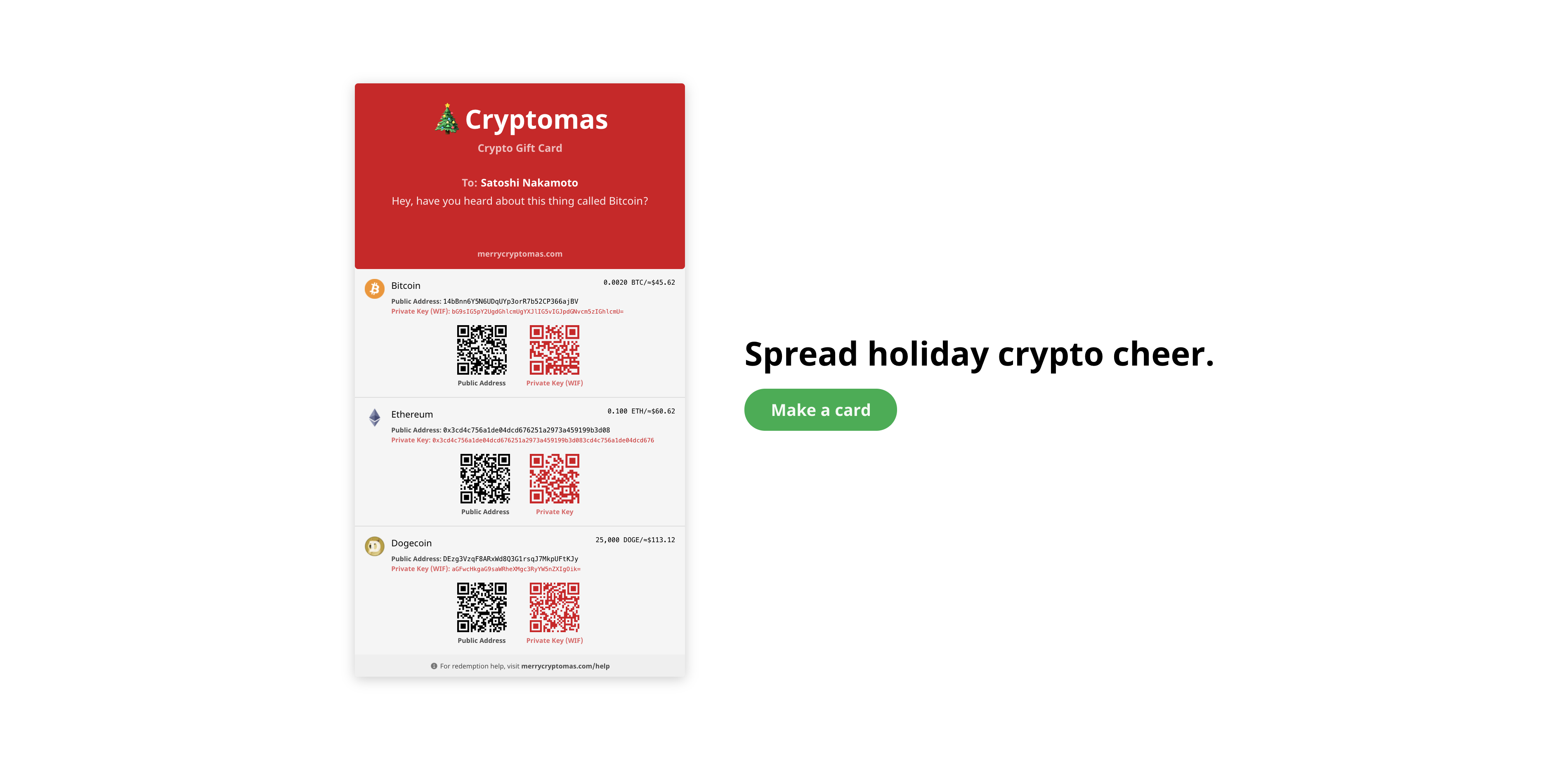 Cryptomas Cards - Create cryptocurrency gift cards